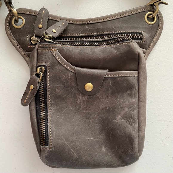 Handbags - Distressed Leather Crossbody/Waist Purse